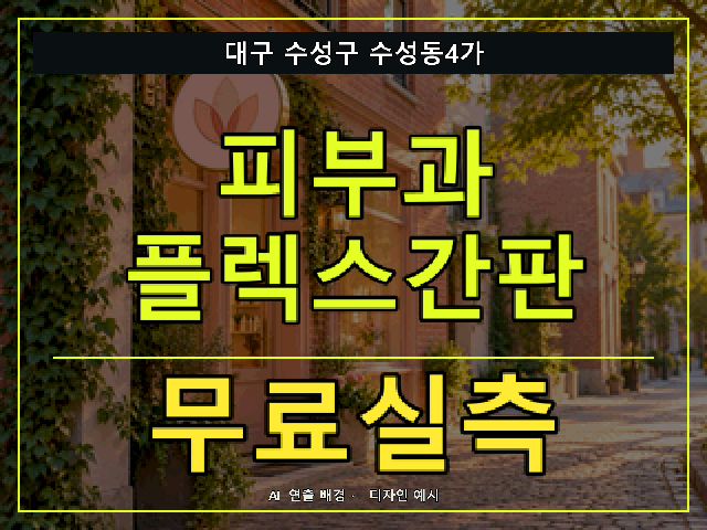 대구 수성구 수성동4가 피부과 플렉스간판 무료실측 안내 썸네일 · AI 연출 배경