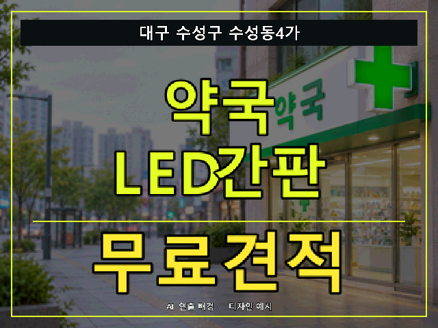 대구 수성구 수성동4가 약국 LED간판 무료견적 안내 썸네일 · AI 연출 배경
