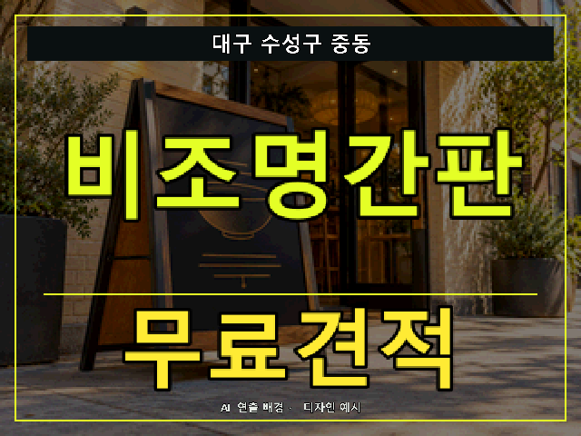 대구 수성구 중동 비조명간판 무료견적 안내 썸네일 · AI 연출 배경