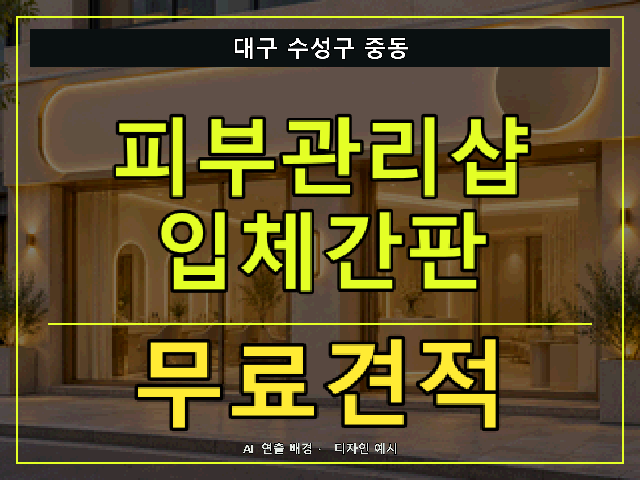 대구 수성구 중동 피부관리샵 입체간판 무료견적 안내 썸네일 · AI 연출 배경