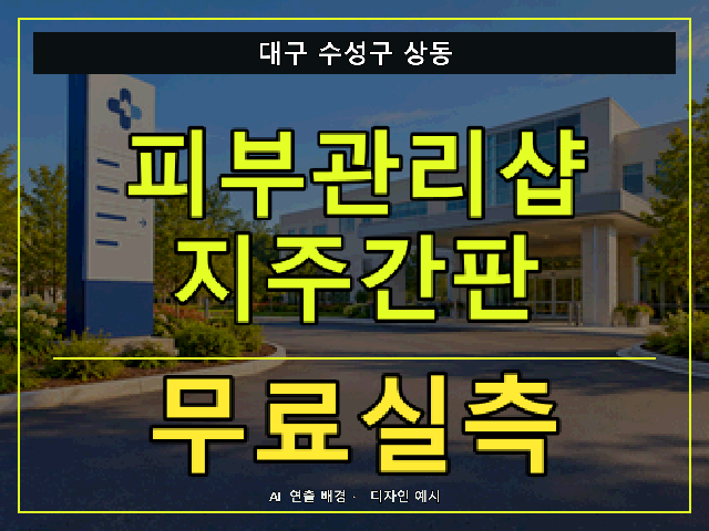 대구 수성구 상동 피부관리샵 지주간판 무료실측 안내 썸네일 · AI 연출 배경