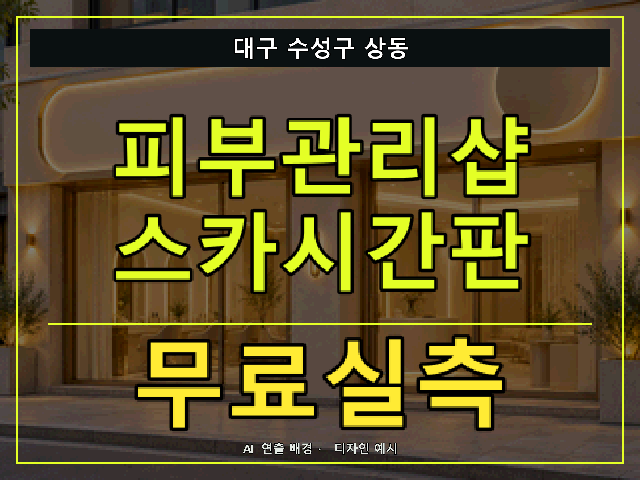 대구 수성구 상동 피부관리샵 스카시간판 무료실측 안내 썸네일 · AI 연출 배경