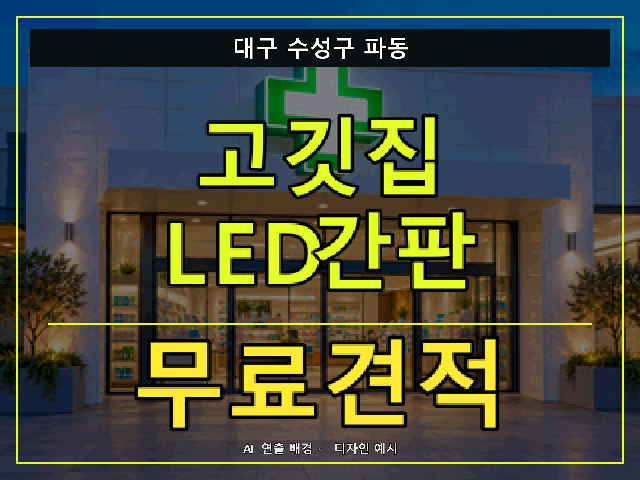 대구 수성구 파동 고깃집 LED간판 무료견적 안내 썸네일 · AI 연출 배경