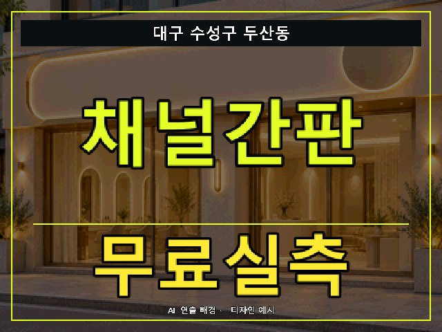 대구 수성구 두산동 채널간판 무료실측 안내 썸네일 · AI 연출 배경