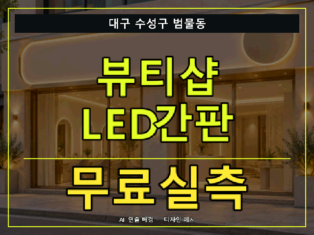 대구 수성구 범물동 뷰티샵 LED간판 무료실측 안내 썸네일 · AI 연출 배경