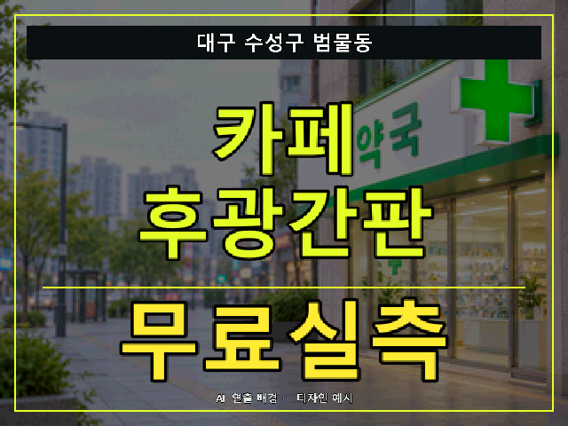 대구 수성구 범물동 카페 후광간판 무료실측 안내 썸네일 · AI 연출 배경