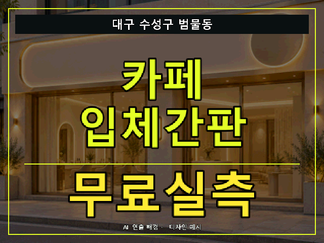 대구 수성구 범물동 카페 입체간판 무료실측 안내 썸네일 · AI 연출 배경