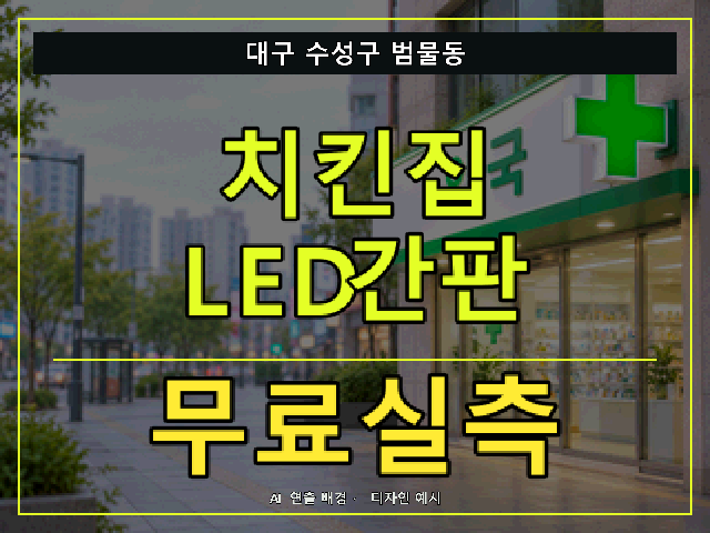 대구 수성구 범물동 치킨집 LED간판 무료실측 안내 썸네일 · AI 연출 배경