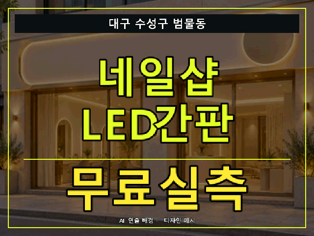 대구 수성구 범물동 네일샵 LED간판 무료실측 안내 썸네일 · AI 연출 배경