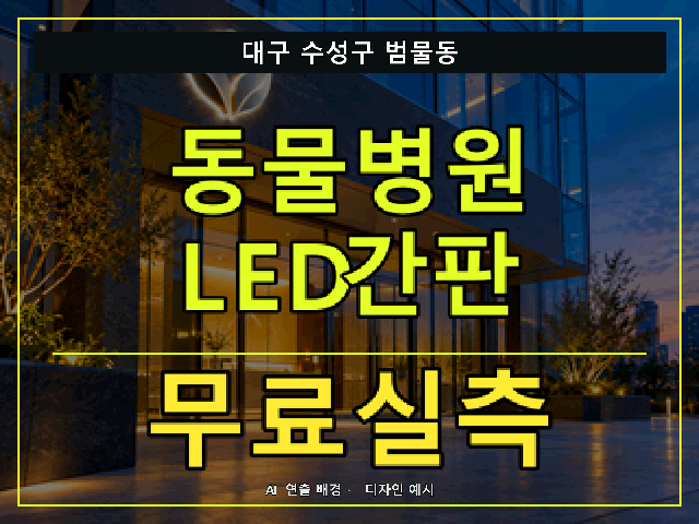 대구 수성구 범물동 동물병원 LED간판 무료실측 안내 썸네일 · AI 연출 배경