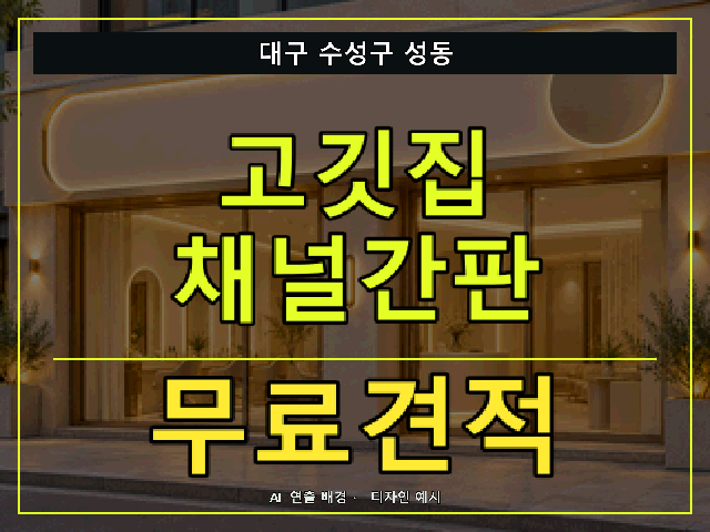 대구 수성구 성동 고깃집 채널간판 무료견적 안내 썸네일 · AI 연출 배경