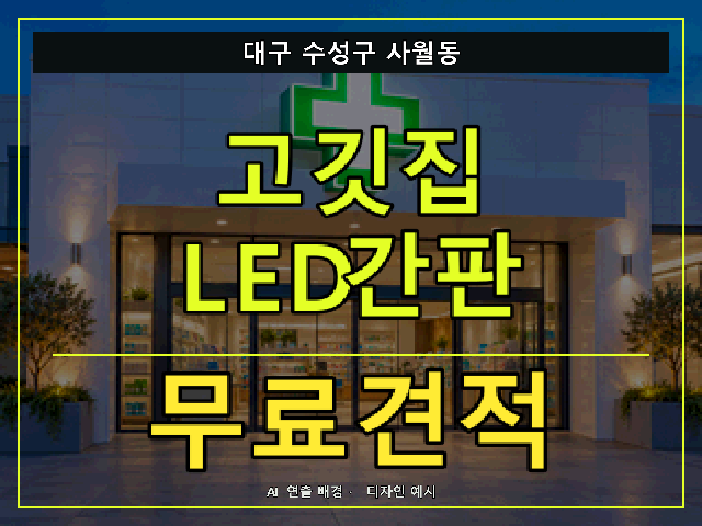 대구 수성구 사월동 고깃집 LED간판 무료견적 안내 썸네일 · AI 연출 배경