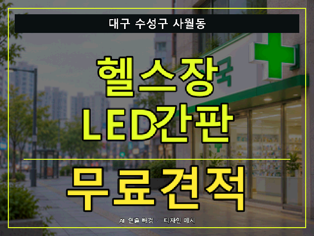 대구 수성구 사월동 헬스장 LED간판 무료견적 안내 썸네일 · AI 연출 배경
