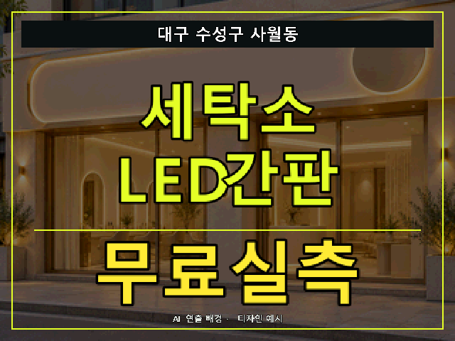 대구 수성구 사월동 세탁소 LED간판 무료실측 안내 썸네일 · AI 연출 배경