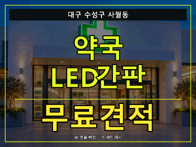 대구 수성구 사월동 약국 LED간판 무료견적 안내 썸네일 · AI 연출 배경