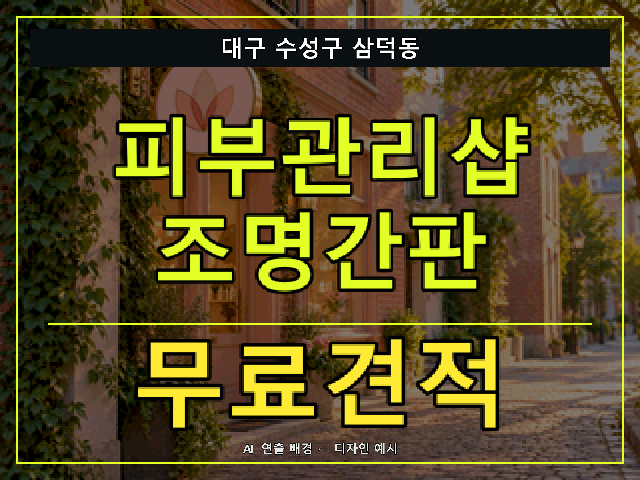 대구 수성구 삼덕동 피부관리샵 조명간판 무료견적 안내 썸네일 · AI 연출 배경