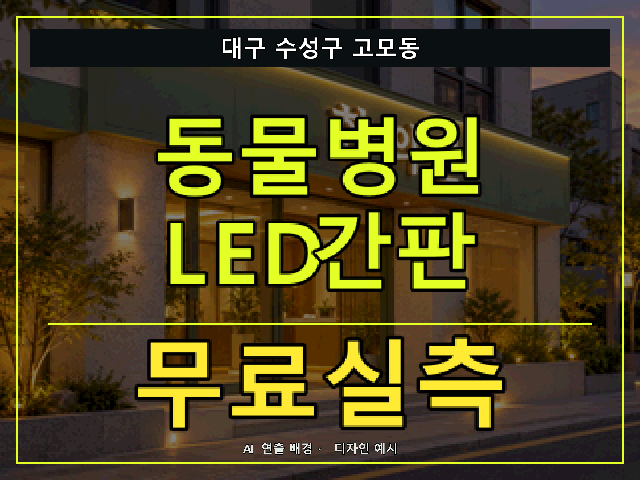 대구 수성구 고모동 동물병원 LED간판 무료실측 안내 썸네일 · AI 연출 배경