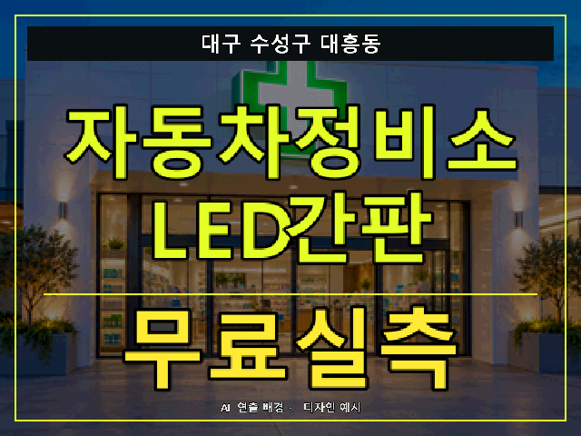 대구 수성구 대흥동 자동차정비소 LED간판 무료실측 안내 썸네일 · AI 연출 배경