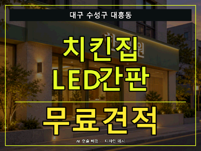 대구 수성구 대흥동 치킨집 LED간판 무료견적 안내 썸네일 · AI 연출 배경