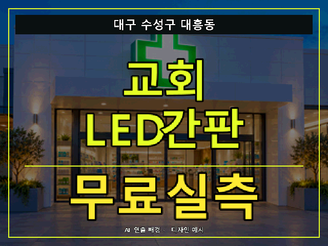 대구 수성구 대흥동 교회 LED간판 무료실측 안내 썸네일 · AI 연출 배경