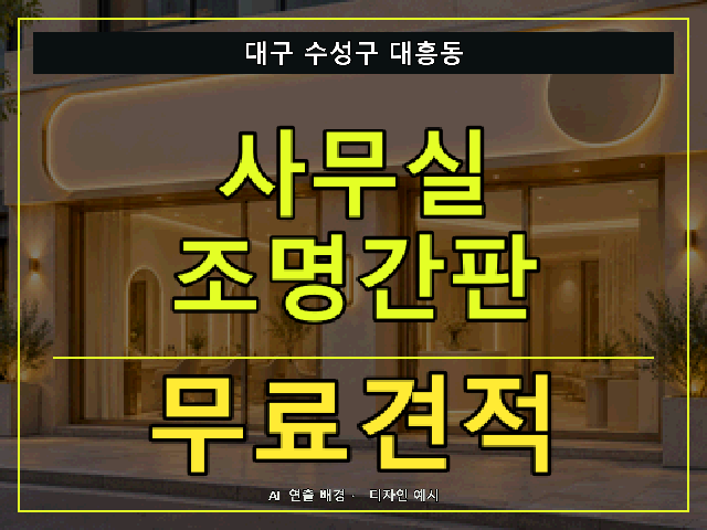 대구 수성구 대흥동 사무실 조명간판 무료견적 안내 썸네일 · AI 연출 배경