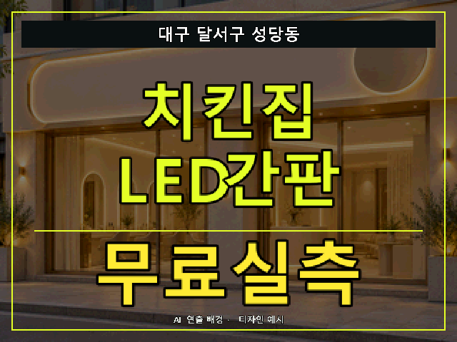 대구 달서구 성당동 치킨집 LED간판 무료실측 안내 썸네일 · AI 연출 배경