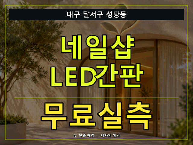 대구 달서구 성당동 네일샵 LED간판 무료실측 안내 썸네일 · AI 연출 배경