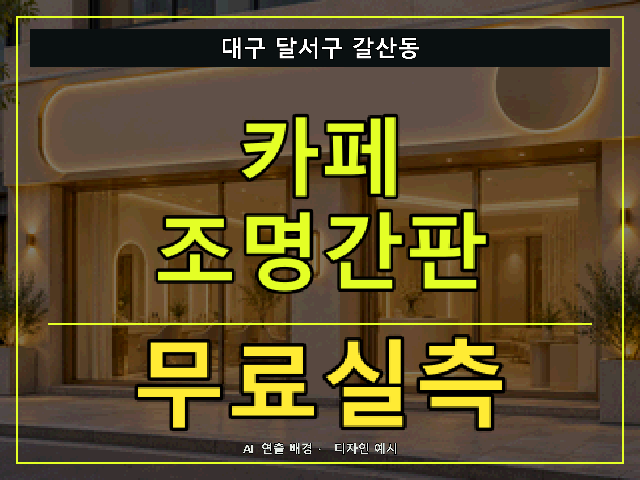 대구 달서구 갈산동 카페 조명간판 무료실측 안내 썸네일 · AI 연출 배경