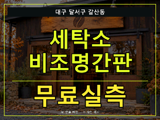 대구 달서구 갈산동 세탁소 비조명간판 무료실측 안내 썸네일 · AI 연출 배경