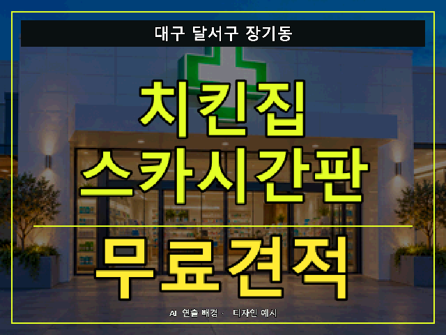 대구 달서구 장기동 치킨집 스카시간판 무료견적 안내 썸네일 · AI 연출 배경