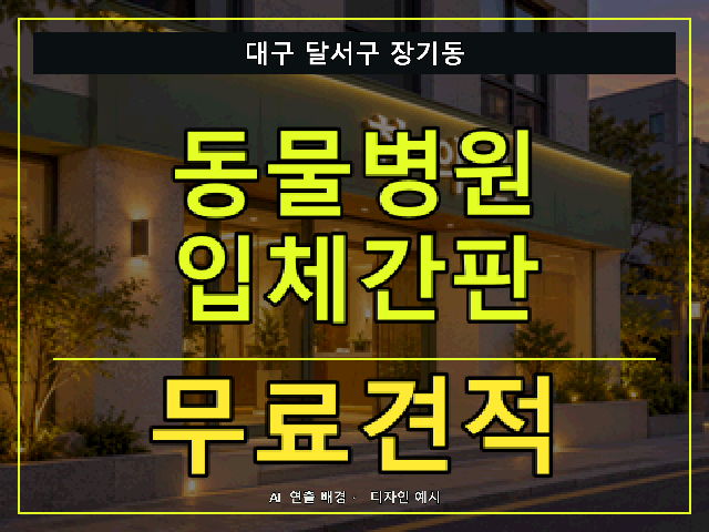 대구 달서구 장기동 동물병원 입체간판 무료견적 안내 썸네일 · AI 연출 배경