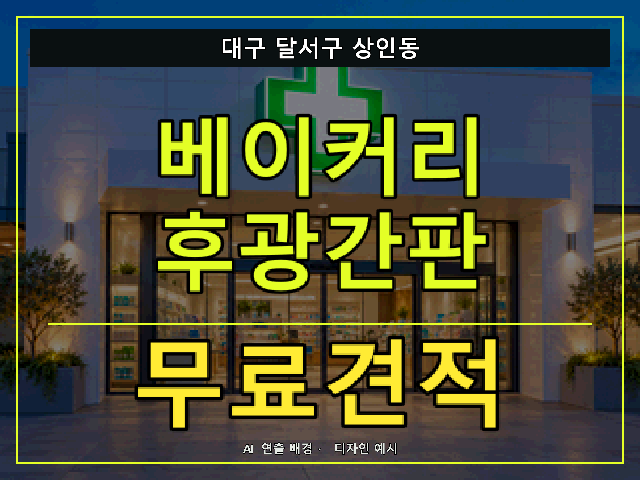 대구 달서구 상인동 베이커리 후광간판 무료견적 안내 썸네일 · AI 연출 배경