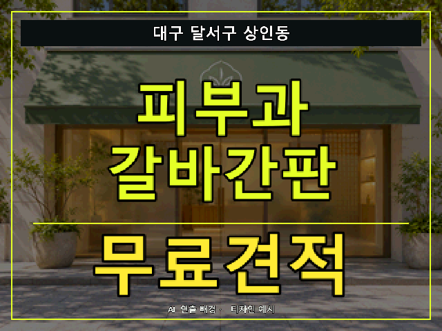 대구 달서구 상인동 피부과 갈바간판 무료견적 안내 썸네일 · AI 연출 배경
