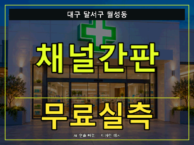 대구 달서구 월성동 채널간판 무료실측 안내 썸네일 · AI 연출 배경