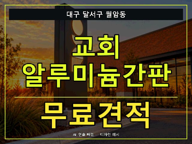 대구 달서구 월암동 교회 알루미늄간판 무료견적 안내 썸네일 · AI 연출 배경
