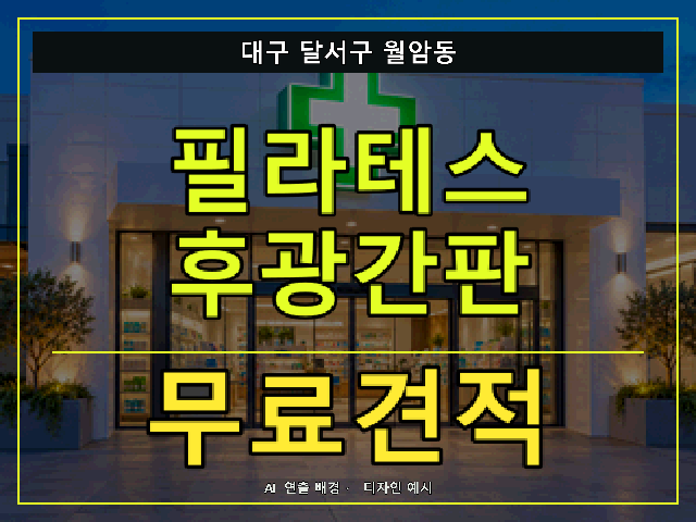 대구 달서구 월암동 필라테스 후광간판 무료견적 안내 썸네일 · AI 연출 배경