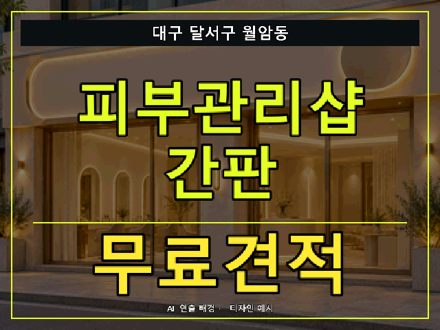 대구 달서구 월암동 피부관리샵 간판 무료견적 안내 썸네일 · AI 연출 배경