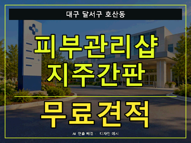 대구 달서구 호산동 피부관리샵 지주간판 무료견적 안내 썸네일 · AI 연출 배경