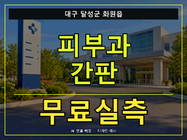 대구 달성군 화원읍 피부과 간판 무료실측 안내 썸네일 · AI 연출 배경