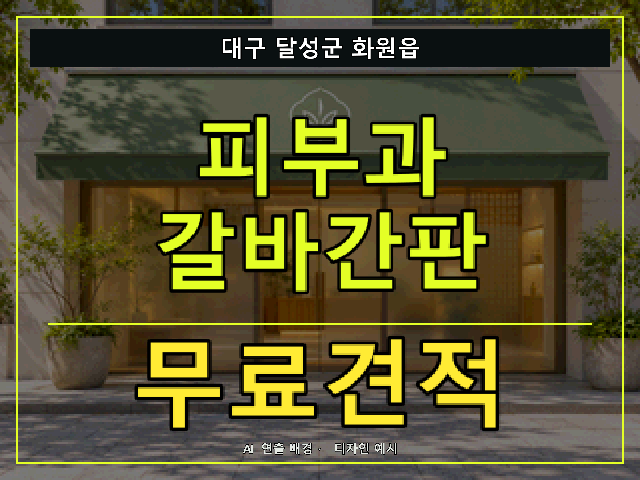 대구 달성군 화원읍 피부과 갈바간판 무료견적 안내 썸네일 · AI 연출 배경