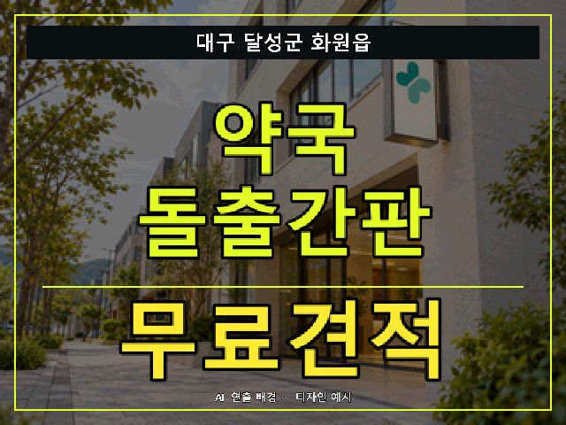 대구 달성군 화원읍 약국 돌출간판 무료견적 안내 썸네일 · AI 연출 배경