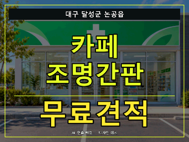 대구 달성군 논공읍 카페 조명간판 무료견적 안내 썸네일 · AI 연출 배경
