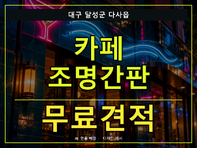 대구 달성군 다사읍 카페 조명간판 무료견적 안내 썸네일 · AI 연출 배경