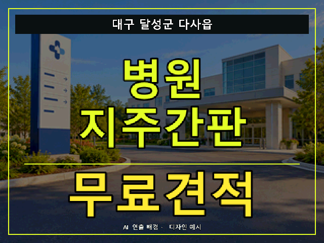 대구 달성군 다사읍 병원 지주간판 무료견적 안내 썸네일 · AI 연출 배경