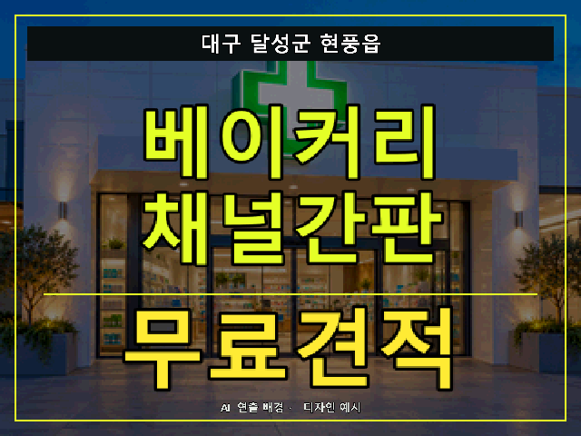 대구 달성군 현풍읍 베이커리 채널간판 무료견적 안내 썸네일 · AI 연출 배경