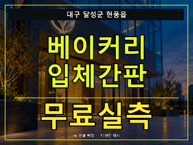 대구 달성군 현풍읍 베이커리 입체간판 무료실측 안내 썸네일 · AI 연출 배경
