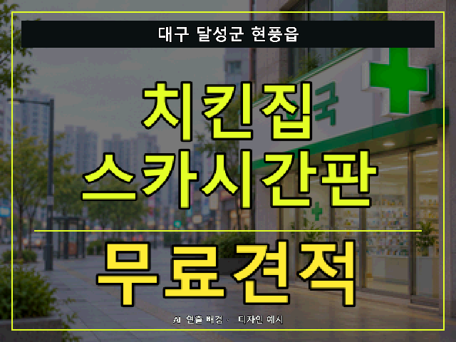 대구 달성군 현풍읍 치킨집 스카시간판 무료견적 안내 썸네일 · AI 연출 배경