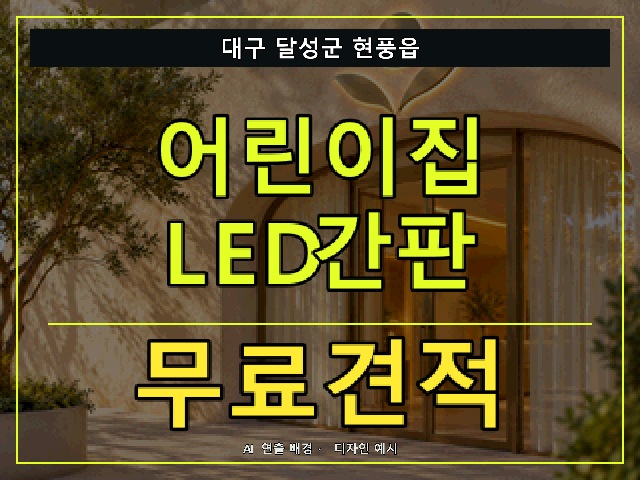 대구 달성군 현풍읍 어린이집 LED간판 무료견적 안내 썸네일 · AI 연출 배경