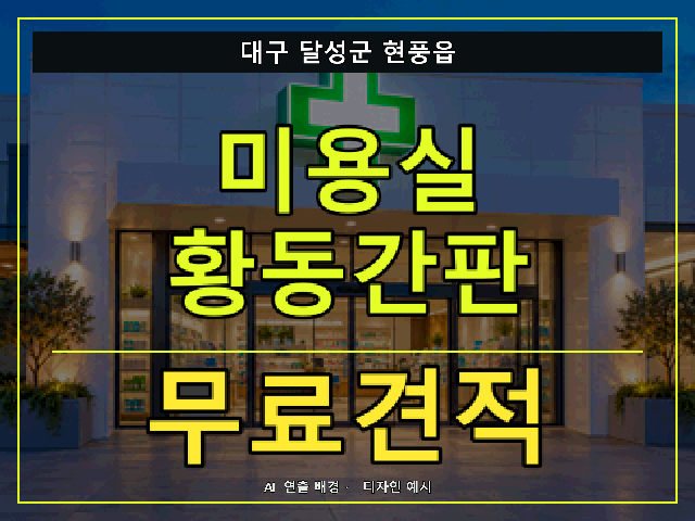 대구 달성군 현풍읍 미용실 황동간판 무료견적 안내 썸네일 · AI 연출 배경