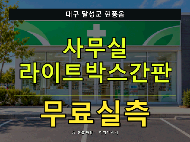 대구 달성군 현풍읍 사무실 라이트박스간판 무료실측 안내 썸네일 · AI 연출 배경